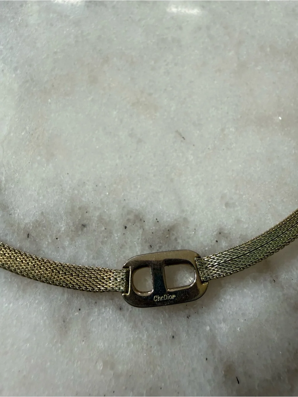Dior Gold Tone Mesh Choker with CD Logo - Picture 8 of 11